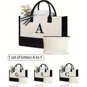 Resim Baş harfleri Kanvas Tote Çanta, Düğünler, Doğum Günleri, Plajlar, Festivaller için Bonus Makyaj Çantası ile, Kadınlar, Anneler, Öğretmenler, Arkadaşlar, Öğrenciler için Harika Hediyeler, Çok Fonksiyonlu Alışveriş Çantası, Yeni Tasarım, Geniş Kapasite, Alışveriş için İdeal 