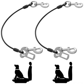 Suofeng Köpekler İçin Metal Dayanıklı Tükürük Çubuğu - 2 Adet Siyah 4mm X 40cm, Kauçuk Kaplı, Sessiz, Araç Güven Kemerleri