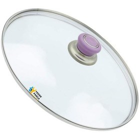 Resim Tencere Sahan Tava Cam Kapağı Kapak 40 Cm Lila Tutma Tepesi 