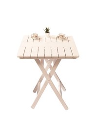 Resim Bahçeme Kaş 80X80 Katlanabilir Ahşap Bahçe Balkon Masası -Beyaz 
