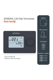 Resim GENERAL Gaia HT250 Rf Kablosuz Oda Termostatı - Siyah 