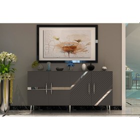 Resim Pınar Konsol Tv Sehpası Çok Amaçlı Dolap 150 Cm Antrasit Gümüş 