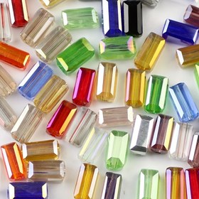 Resim 50pcs 4x8mm Rectangular Crystal AB Color Glass Crystal Loose Beads DIY Handmade Jewelry Accessories Plated With Color Ab 