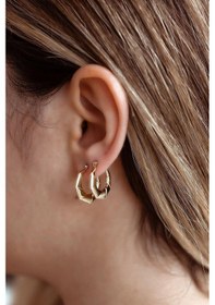 Resim Piramit Vintage Halka 14 Ayar Altın Küpe 