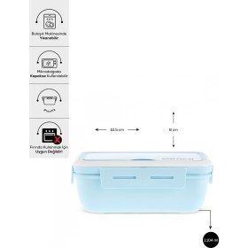 Resim Mavi Çatal Kaşıklı Saklama Kutusu, Pratik ve Şık Yemek Taşıma Çözümü 