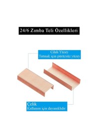 Resim Zımba Teli 24/6 Bakır 1000 Lik 2 Paket Büyük Delta Zımba Teli Sarı 30 Yaprak Zımbalama Kapasiteli Büro Ofis Okul 