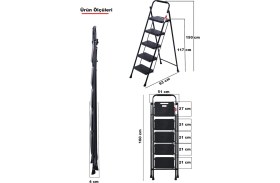Resim Ertekpa 5 Basamak Siyah Merdiven Geniş Basamaklı Eurotower, Et5 