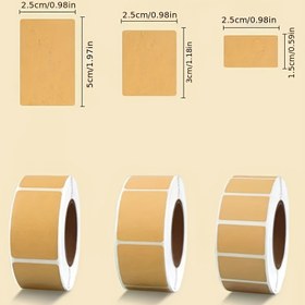 Resim 3 rulo kendinden yapışkanlı kraft kağıdı mühür etiketleri, elle yazılabilir ve kategorileme ve paketleme için kullanılabilir. 