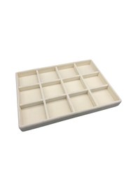 Resim Yerli Üretim Süet Kumaş Krem Renk 34cm/24cm Bölmeli Çekmece İci Krem 