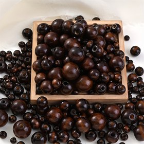 Resim Derin kahverengi ahşap yuvarlak boncuklar, gevşek bonuslular, çeşitli bileklikler ve kolyeler gibi ön dijital takı aksesuarı ürünleri 5'li 6/8/10/12 14 16 18mm 1000 adet 600 iç 200 dış 100 si 60 ü 40 tanesini 30 20 parça 