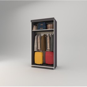 Resim Kenzlife Gardırop Sürgülü Kapaklı Kapılı Karanfil090 Gri Gardolap Dolap 