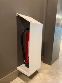 Resim Yangın Tüpü Duvar Tutucu, Maksimum 60 Cm'ye Kadar Yangın Söndürücüler İçin, 25x20x67,75cm, Beyaz 