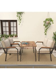 Resim Mygusi Hayal Balkon, Bahçe, Cafe, Teras - Metal Kanepe Koltuk Takımı - 2+1+1 Masali Krem 