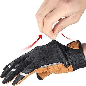 Resim Yctze Kaymaz Tam Parmak Motosiklet Binme Eldiveni - Şok Emici, Dokunmatik Ekran Dostu, Bisiklet Maceraları Için Ayarlanabilir Bileklik 