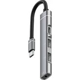 Resim Ally 4in1 Type-C Adaptör Çevirici Hub Gri Renk Yüksek Voltaj ve Kompakt Tasarım ile Uyumlu Cihazlar İçin 