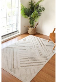 Resim Kaşmir Halı 7/24 Elegante Lumina Bej 80X300 CM Salon Mutfak Halısı Yolluk Kilim 