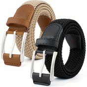 Resim İkili Paket Unisex Günlük Golf Elastik Bel Bandı, Hediye İçin Çeşitli Boyutlarda ve Kombinasyonlarda Çinko Alaşımlı Toka 