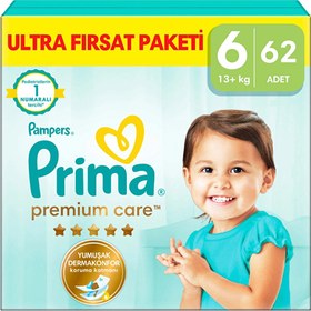 Resim Prima Pampers Bebek Bezi Premium Care 6 Numara 62 Adet Ultra Fırsat Paketi - Gratis 