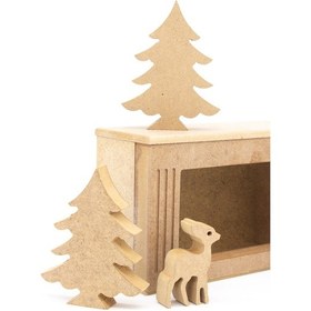 Resim Na Neşeli Ahşap Yılbaşı Dekoru Mini Şömine Yılbaşı Süsü Mumluk Yeniyıl Süsleme Dekoratif Mini Şömine Kahverengi 