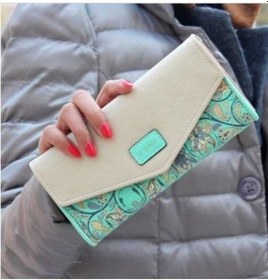 Resim Novahub Uzun Deri Çiçek Desen Cüzdan Madeni Para Çantaları Kadınlar İçin Para Çantası Yeşil Pembe, Çevik Tasarım Pembe 