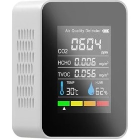 Resim Tcherchi 5 In 1 Co2 Dijital Termometre Nem Test Cihazı Karbon Dioksit Tvoc Hcho Hava Kalitesi Monitörü (Yurt Dışından) 