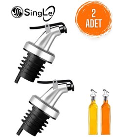 Resim Single Yağdanlık Ucu ( 2 Adet ) Akıtmaz Kapaklı Şişe Ucu Tıpa Silikon Yağ Dökme Aparatı Mutfak Aksesuarı 