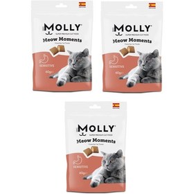 Resim Molly Meow Moments Sensitive Hassas Kediler İçin Ödül Maması 60 G X 3 Adet 