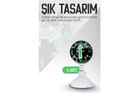 Resim Şüscaroto Araç Içi Vantuzlu Pusula Seti Orta Boy 6'lı Ayarlı Nostalji Renkli 