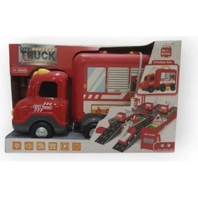 Resim Sürtmeli Müzikli Işıklı Itfaiye Arabalı 17 Parçalı Set 