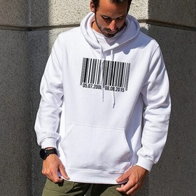 Resim Barkod Tasarımlı Kapşonlu Sweatshirt 