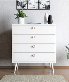 Resim Floradesign Zen Şifonyer / Çok Amaçlı Dolap/ Çekmeceli Şifonyer / Kapaklı Şifonyer / 4 Çekmeceli Şifonyer 80cm Beyaz 