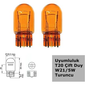 Resim 3 Tıkla WY21 Tip 5W Çift Duylu Turuncu Halojen Ampul 12V 2 Adet 