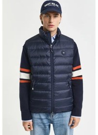 Resim Erkek Lacivert Regular Fit Dik Yaka Kaz Tüyü Yelek-11141 Lacivert 