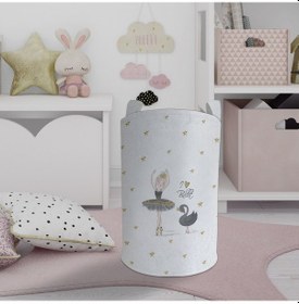 Resim Mekta Home Bebek Ve Çocuk Odası Balerin Kız Ve Kuğu Desenli Oyuncak Sepeti Renkli Çok Renkli 