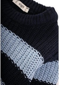 Resim Selanik Çizgili Triko Kazak 2-8 Yaş Lacivert Lacivert 