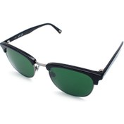 Resim Web Unisex Siyah-Yeşil Mineral Cam Selüloz Asetat (Selüloid) Kapalı Çerçeve Dikdörtgen Güneş Gözlüğü WE 