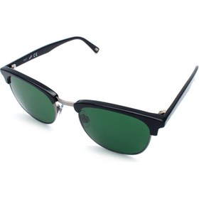 Resim Web Unisex Siyah-Yeşil Mineral Cam Selüloz Asetat (Selüloid) Kapalı Çerçeve Dikdörtgen Güneş Gözlüğü WE 