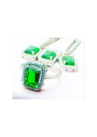 Resim Oriental Kuyumculuk Jewellery Zümrüt Gümüş Set Gümüş 