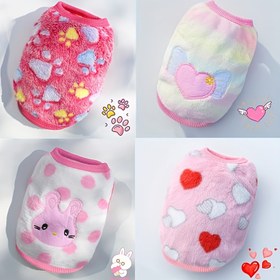 Resim Rahat Peluş Köpek Kazak Yeleği - Kalp ve Pati Desenli Kışlık Sıcak Süveter, Küçük Orta Büyük Irklar İçin Makinede Yıkanabilir, Teddy Bichon Frise Pomeranian Evcil Hayvan Giysisi, Büyük Köpekler için Oyunsever Tasarım 