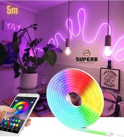 Resim Neon Led Şerit Işık Seti Rgb Renkli Bluetooth Smart 5 Metre 