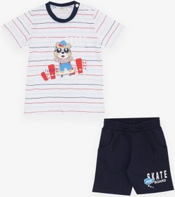 Resim Breeze Girls & Boys Erkek Çocuk Şortlu Takım Çizgili Havalı Hayvancık Baskılı 1.5-5 Yaş, Beyaz-beyaz Beyaz 