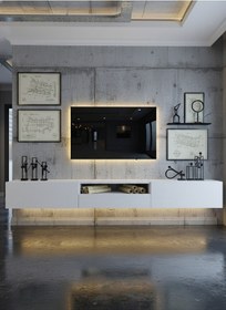 Resim Resital Ledli Duvara Monte Tv Sehpası - Beyaz - W6016-1 Beyaz 