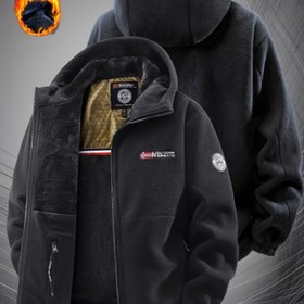 Resim Erkekler İçin Ağır Hizmet Tipi Kutup Hazırlığı Kapüşonlu Ceket - Tam Fermuarlı & Başlıklı, 100% , Altın Ton Logo Cepli, Çok Soğuk Havaya Uygun (Elde Yıkama) Kayak ve Snowboard Dış Giysisi 