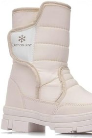 Resim Günlük Içi Termal Kaydırmaz Taban Cırtlı Kadın/Kız Krem Kar Botu 