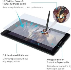 Resim Huion Kamvas 13 IPS Panel Full HD LCD Grafik Tablet 36.65cm x 21.74cm, 8192 Kademe Basınç Hassasiyetli, 120% sRGB, 5080LPI Çözünürlük (HUGS1331) 