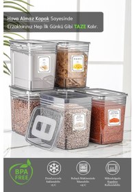 Resim Meleni Home 6'lı Lena Jumbo Set- Un Ve Bakliyat Şeker Erzak Saklama Kabı - Dolap Kiler Düzenleyici Kutu 6x5,5 Lt 