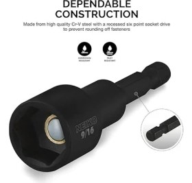 Resim 10250A Manyetik Altıgen Somun Anahtarı Master Kit, Cr-V Çelik, 6,35 mm Hızlı Değiştirme Altıgen Şaft, Sae ve Metrik, 12 Parçalı Set 