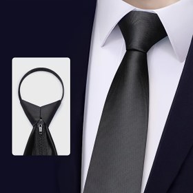 Resim Tek Parça Erkek Kravatı Düz Renk Mat Kravat Erkekler için Resmi İş 6cm Fermuarlı Kravat Düğüm Olmadan Profesyonel Çok Yönlü İş Kravatı 