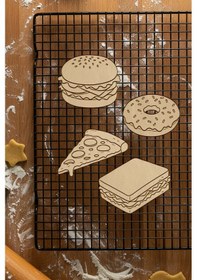 Resim Fast Food Seti Kurabiye Kalıbı, Hamur Şekillendirici, Bisküvi Kalıbı, Kolay Kesim Ucu Beyaz 