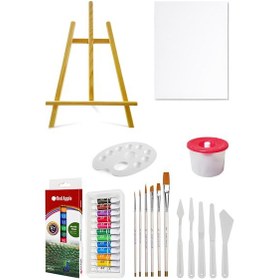 Resim Red Apple Akrilik Boya Seti 12x9 ML Şövale 25x35 Tuval Spatül 